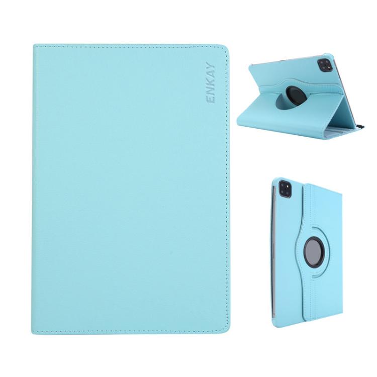 For iPad Air 11 2025 / 2024 / Air 10.9 2022 ENKAY 360 Degree Rotation Litchi Leather Smart Tablet Case(Light Blue) - free shipping - PMC Jewellery - Order now!