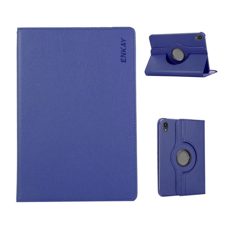 For iPad mini 2024 / mini 6 ENKAY 360 Degree Rotation Litchi Leather Smart Tablet Case(Dark Blue) - free shipping - PMC Jewellery - Order now!