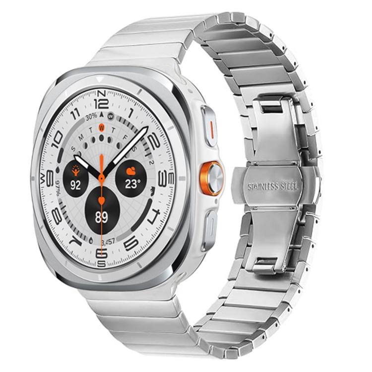 For Samsung Galaxy Watch Ultra 47mm One-bead Butterfly Buckle Stainless Steel Watch Band(Silver)