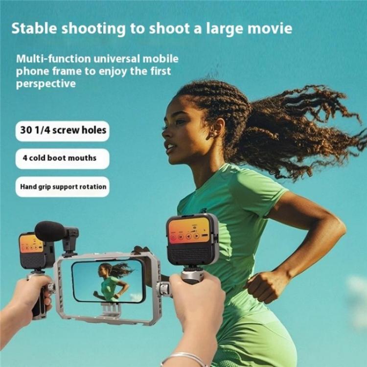 C072 Aluminum Alloy Handheld Smartphone Cage Rig Photography Stabilizer Dual Handle Frame - free shipping - PMC Jewellery - Order now!