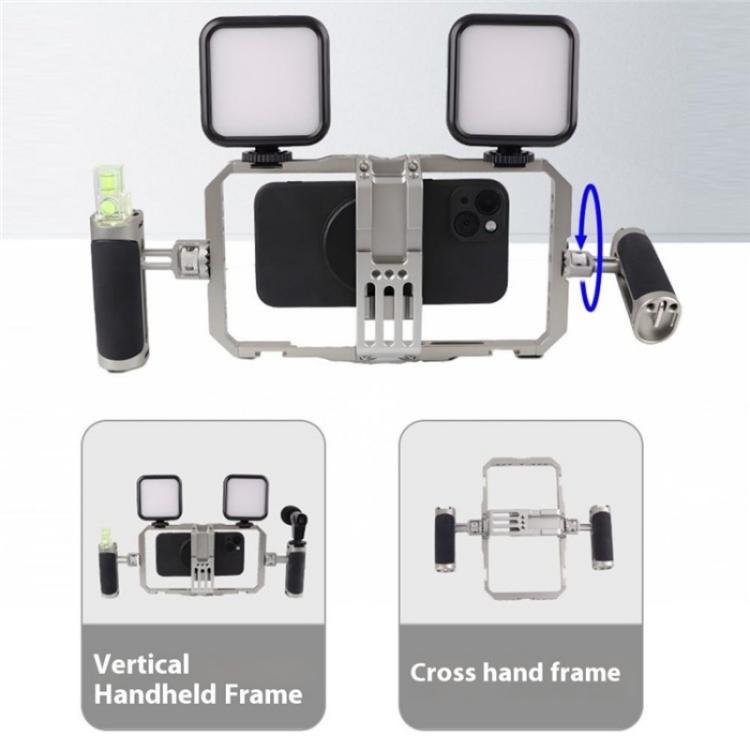 C072 Aluminum Alloy Handheld Smartphone Cage Rig Photography Stabilizer Dual Handle Frame - free shipping - PMC Jewellery - Order now!