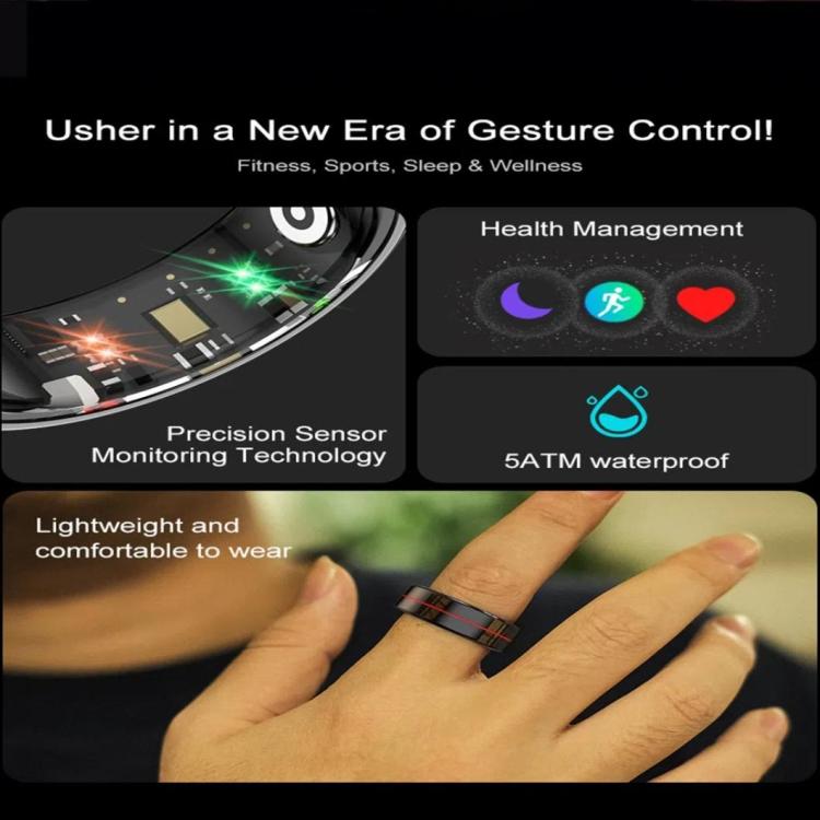 R04 SIZE 13 Smart Ring, Support Heart Rate / Blood Oxygen / Sleep Monitoring / Take Photos(Black) - free shipping - PMC Jewellery - Order now!
