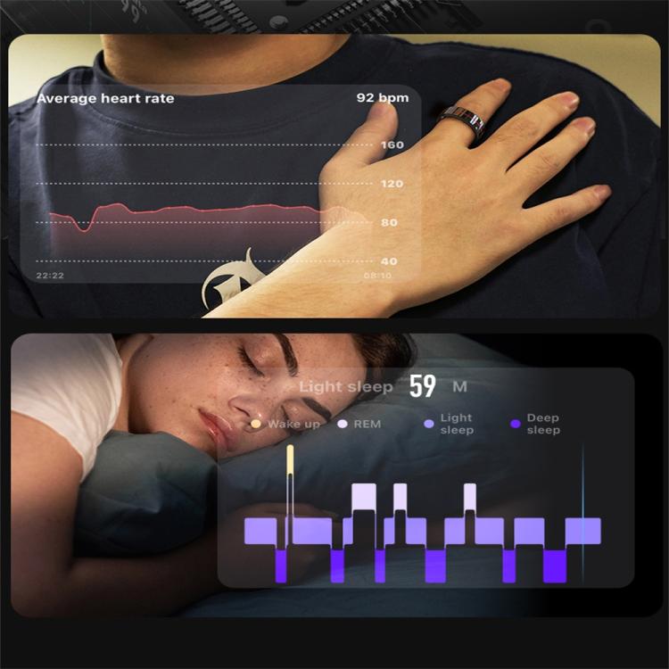 R04 SIZE 13 Smart Ring, Support Heart Rate / Blood Oxygen / Sleep Monitoring / Take Photos(Black) - free shipping - PMC Jewellery - Order now!
