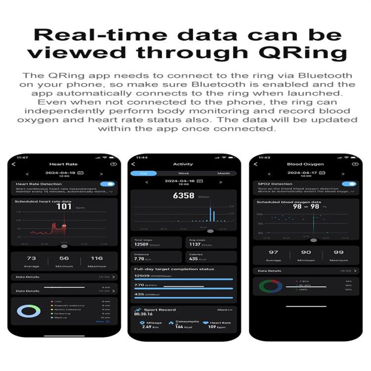 R04 SIZE 13 Smart Ring, Support Heart Rate / Blood Oxygen / Sleep Monitoring / Take Photos(Black) - free shipping - PMC Jewellery - Order now!