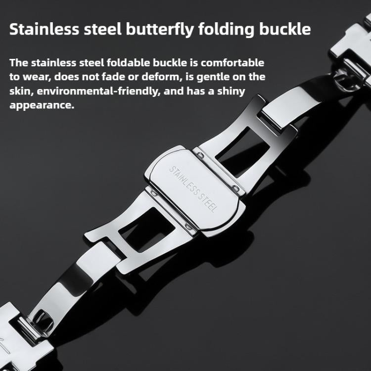 For Xiaomi Smart Band 9 / 8 Irregular Butterfly Buckle Metal Stainless Steel Watch Band(Silver)