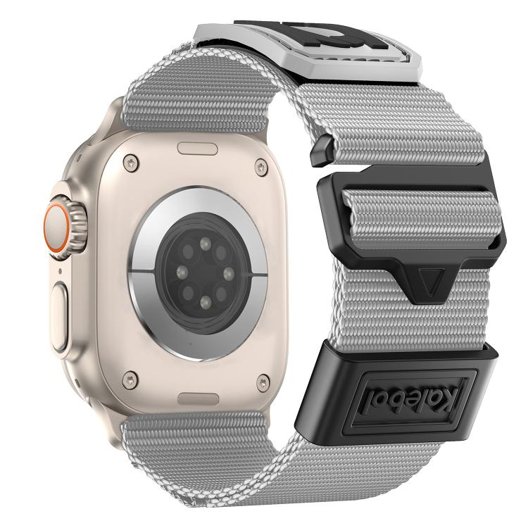 For Apple Watch 46mm / 49mm / 45mm / 44mm Kalebol Braided Nylon Sport Watch Band(Gray)