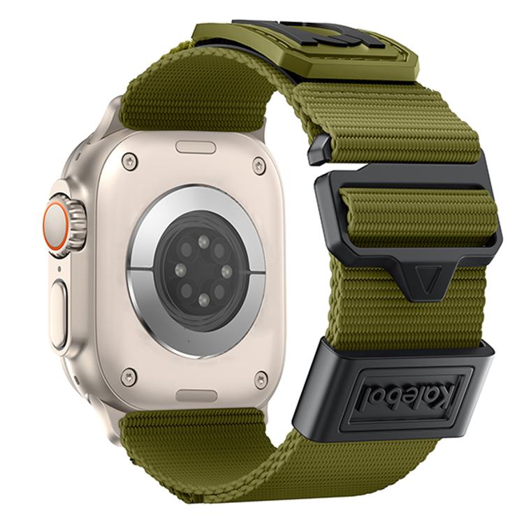 For Apple Watch 46mm / 49mm / 45mm / 44mm Kalebol Braided Nylon Sport Watch Band(Army Green)