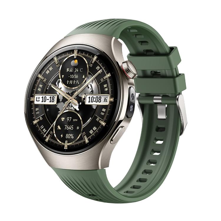 For Huawei Watch 5 46mm Vertical Silicone Watch Band(Wilderness Green)