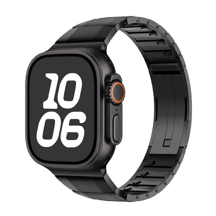For Apple Watch 42mm / 41mm / 40mm / 38mm Curved Side Detachable Stainless Steel Watch Band(Black)