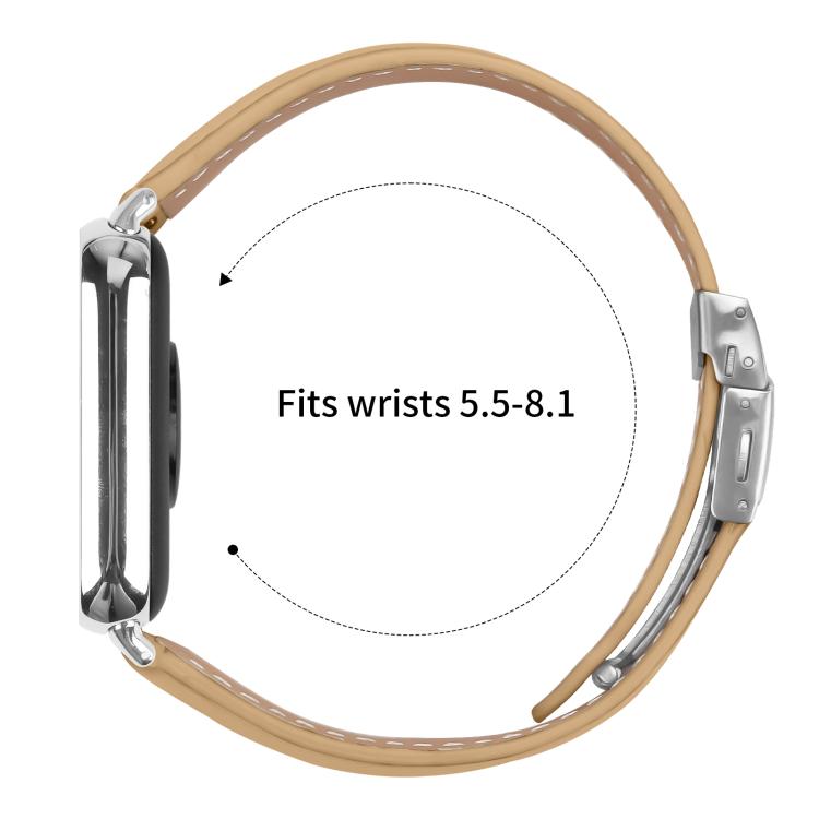 For Xiaomi Smart Bnad 9 Pro / Redmi Watch 5 Lychee Texture Silver Turtle Back Buckle Leather Watch Band(Camel)