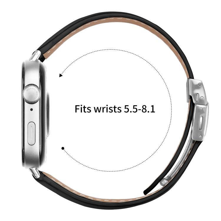 For Huawei Watch Fit 4 / Fit 4 Pro / Fit 3 Lychee Texture Silver Turtle Back Buckle Leather Watch Band(Black)