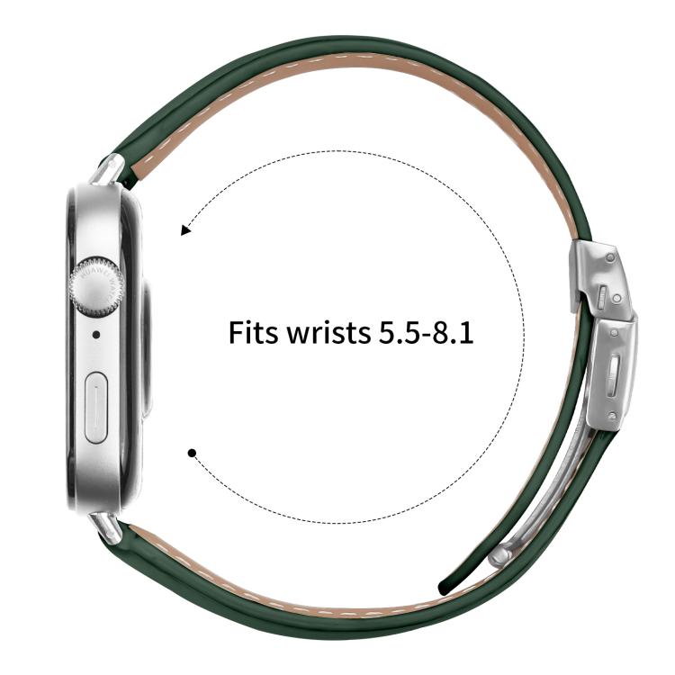 For Huawei Watch Fit 4 / Fit 4 Pro / Fit 3 Lychee Texture Silver Turtle Back Buckle Leather Watch Band(Green)