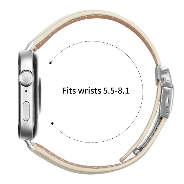For Huawei Watch Fit 4 / Fit 4 Pro / Fit 3 Lychee Texture Silver Turtle Back Buckle Leather Watch Band(Creamy White)