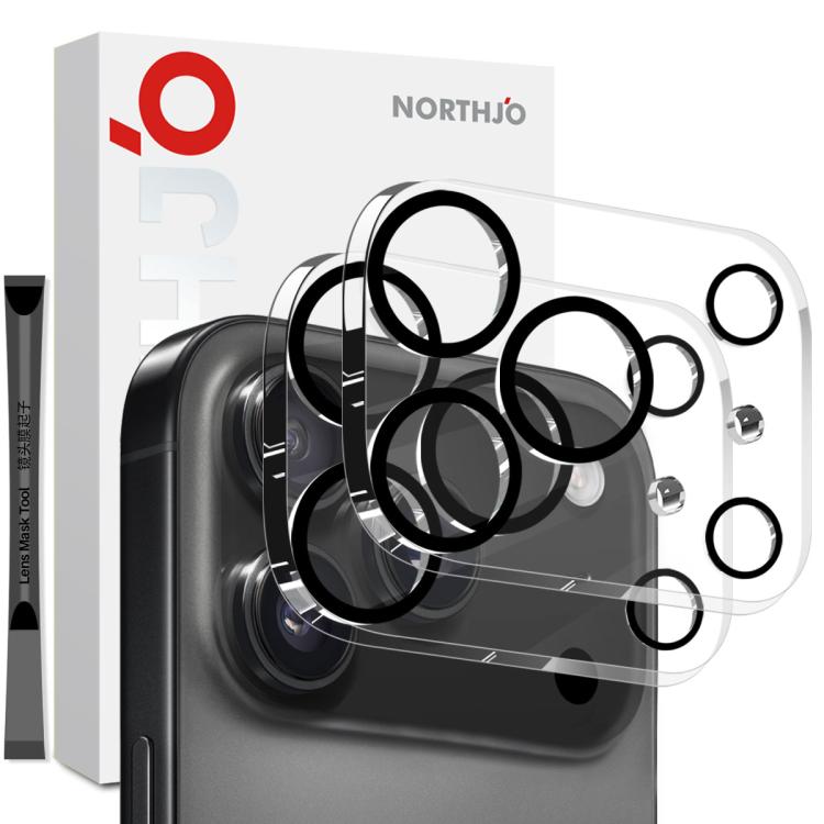 For iPhone 17 Pro Max 2pcs NORTHJO Camera Lens Protector 3D Night Shot Tempered Glass Film(Black)