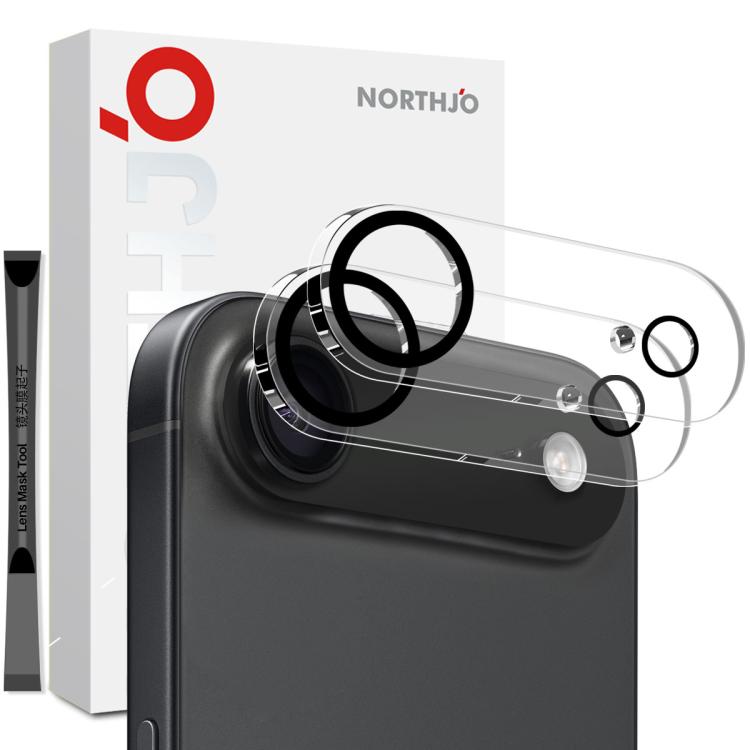 For iPhone 17 Air 2pcs NORTHJO Camera Lens Protector 3D Night Shot Tempered Glass Film(Black)