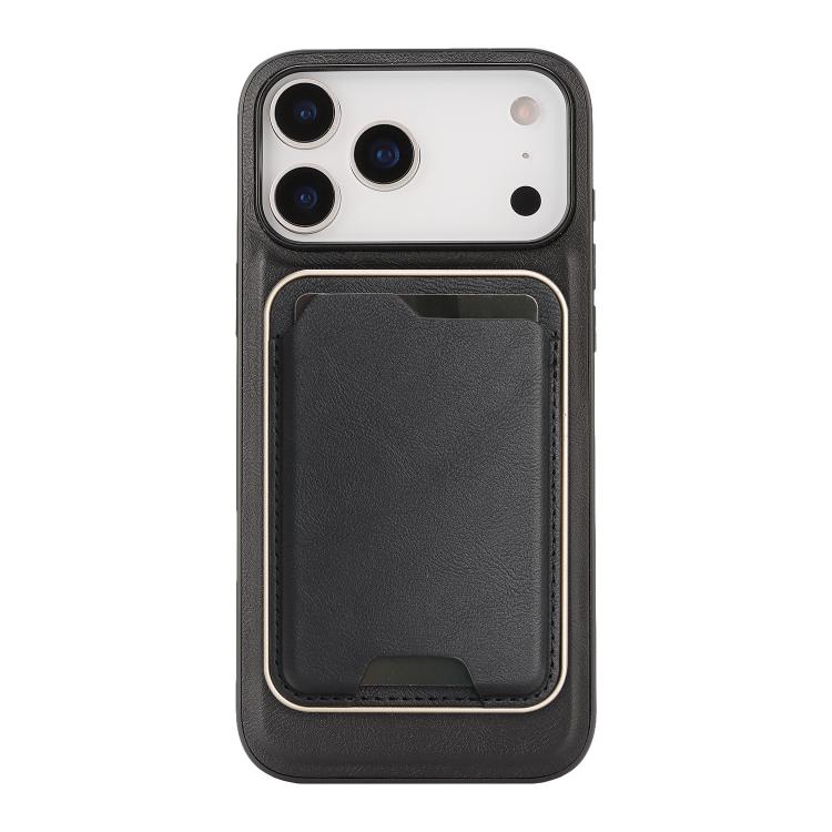For iPhone 17 Pro Max Kalebol Slim MagSafe Ring Magnetic Card Bag Leather Phone Case(Black)