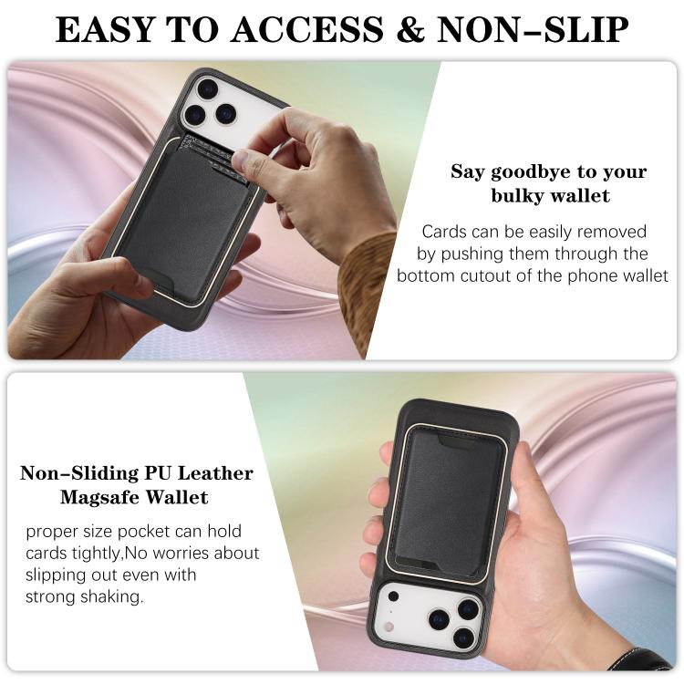 For iPhone 17 Pro Max Kalebol Slim MagSafe Ring Magnetic Card Bag Leather Phone Case(Black)