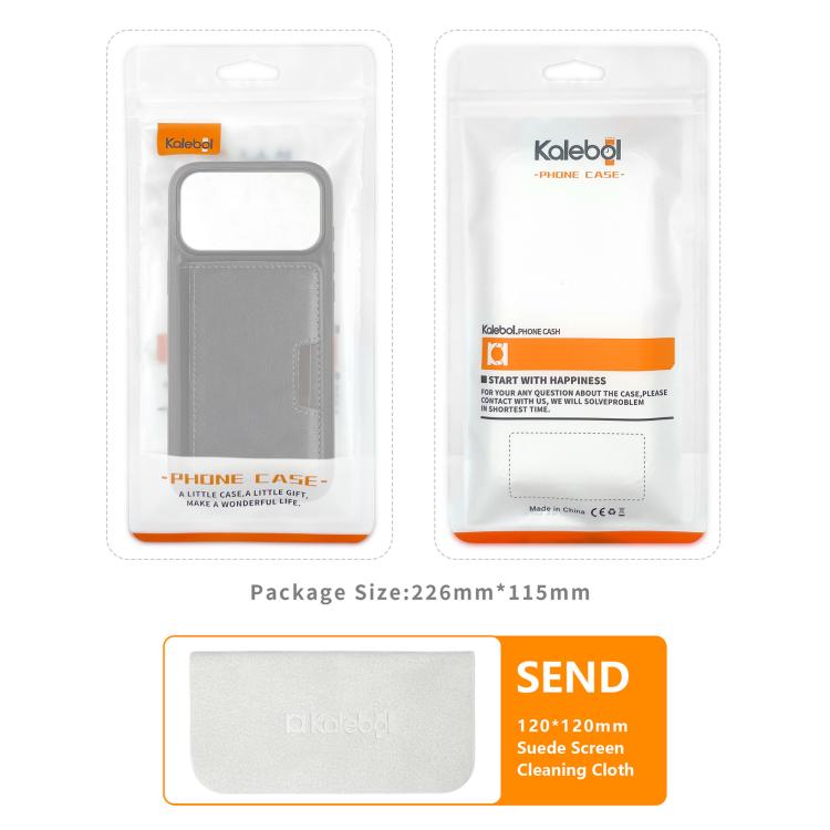 For iPhone 17 Air Kalebol Strong MagSafe Magnetic Two-Fold Card Bag Leather Phone Case(Black)