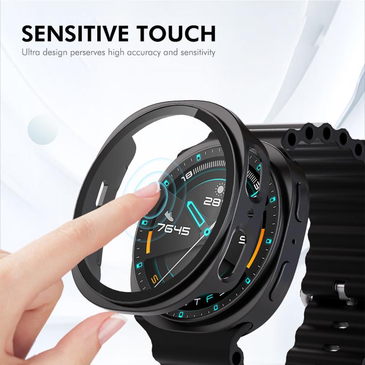 For Samsung Galaxy Watch8 44mm ENKAY Hat-Prince Full Coverage Tempered Glass Film Integrated PC Watch Case(Transparent)