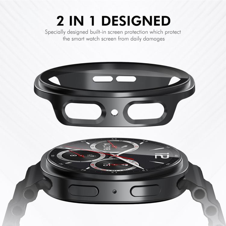 For Samsung Galaxy Watch8 40mm ENKAY Hat-Prince Full Coverage Tempered Glass Film Integrated PC Watch Case(Starlight)