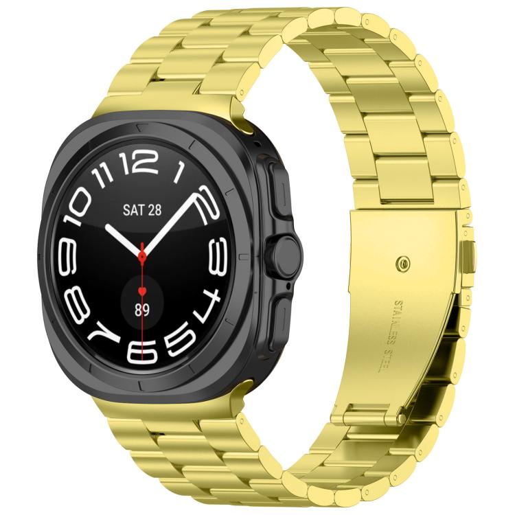 For Samsung Galaxy Watch8 / Watch8 Classic Three Beads Stainless Steel Watch Band with Removal Tool(Gold)