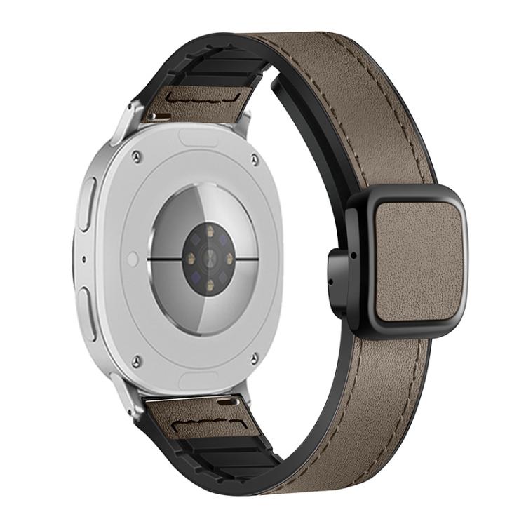 For Samsung Galaxy Watch8 / Watch8 Classic Square Magnetic Buckle Leather Skin Silicone Watch Band(Brown)