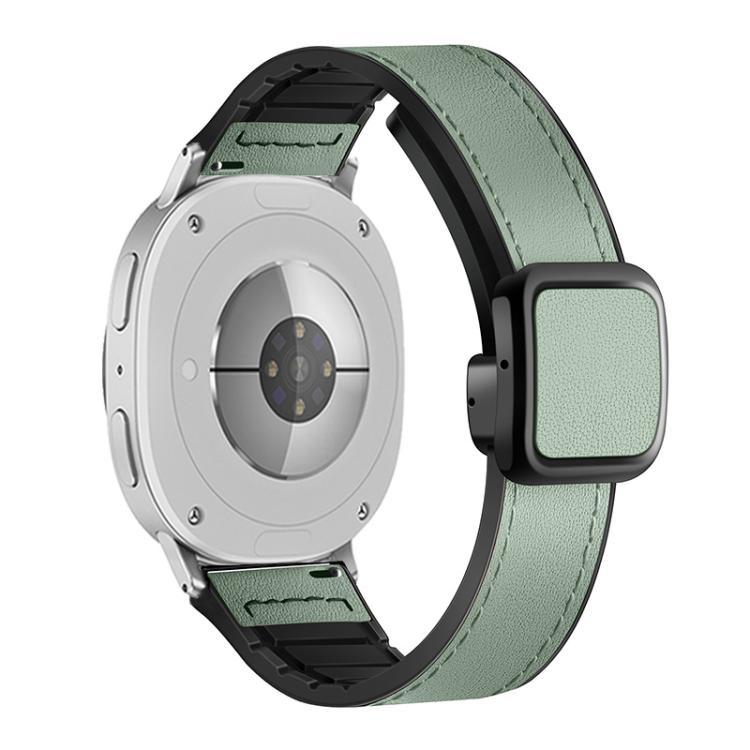 For Samsung Galaxy Watch8 / Watch8 Classic Square Magnetic Buckle Leather Skin Silicone Watch Band(Azure)