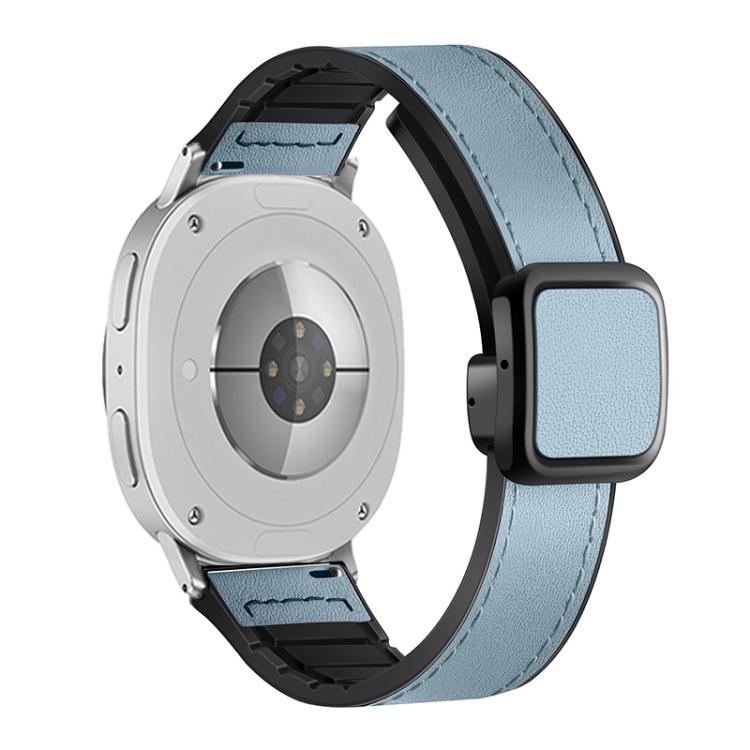 For Samsung Galaxy Watch8 / Watch8 Classic Square Magnetic Buckle Leather Skin Silicone Watch Band(Starlight Blue)