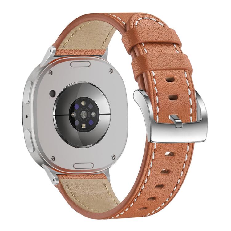 For Samsung Galaxy Watch8 / Watch8 Classic Round Tail Square Buckle Leather Watch Band(Brown)