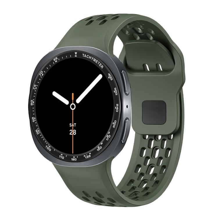 For Samsung Galaxy Watch8 44mm Speed Bezel and Black Reverse Buckle Silicone Watch Band(Army Green Black)