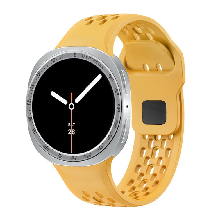 For Samsung Galaxy Watch8 40mm Speed Bezel and Black Reverse Buckle Silicone Watch Band(Yellow Silver)