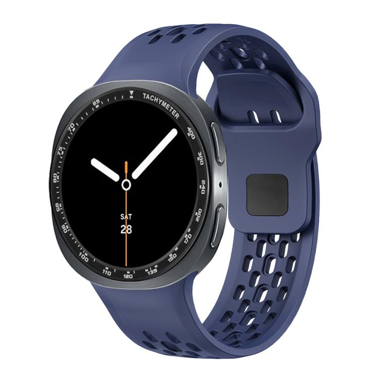 For Samsung Galaxy Watch8 40mm Speed Bezel and Black Reverse Buckle Silicone Watch Band(Midnight Blue Black)