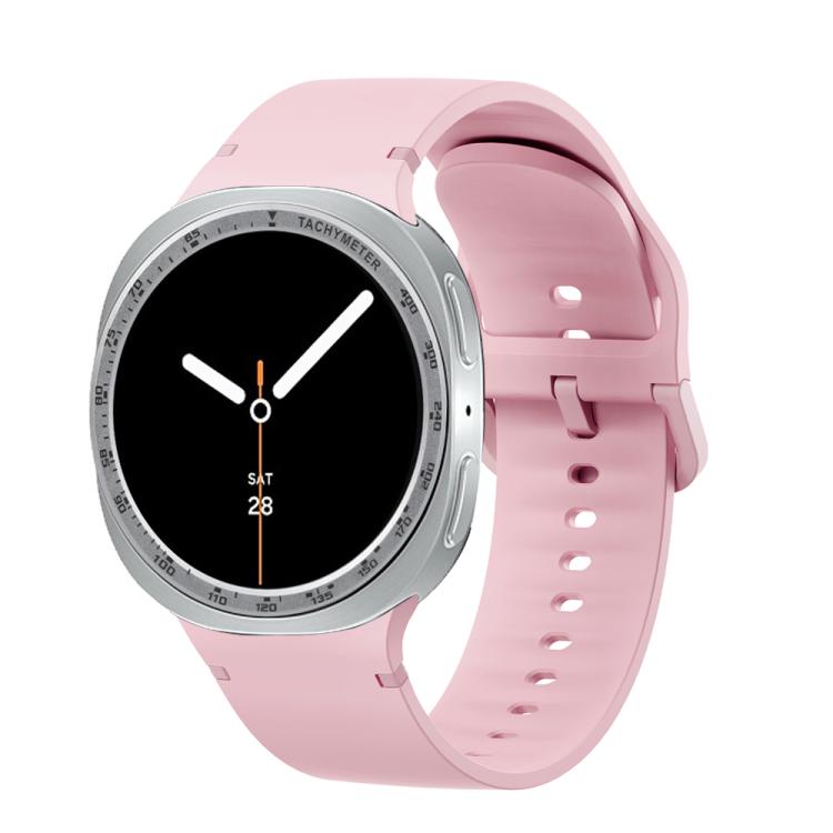 For Samsung Galaxy Watch8 44mm Speed Bezel and Solid Color Stitched Silicone Watch Band(Light Pink Silver)