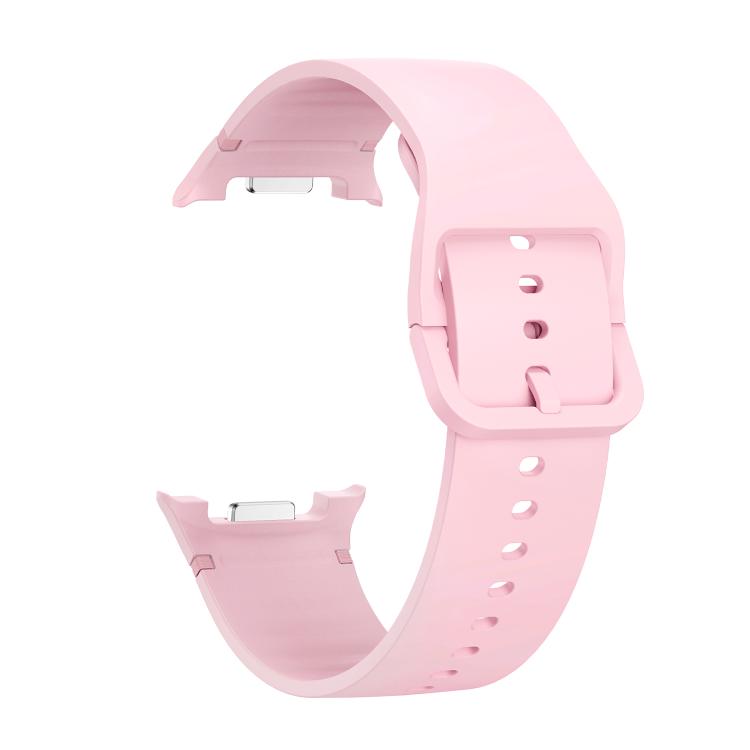For Samsung Galaxy Watch8 44mm Speed Bezel and Solid Color Stitched Silicone Watch Band(Light Pink Silver)