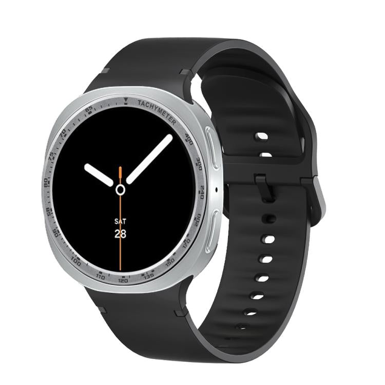 For Samsung Galaxy Watch8 40mm Speed Bezel and Solid Color Stitched Silicone Watch Band(Black Silver)