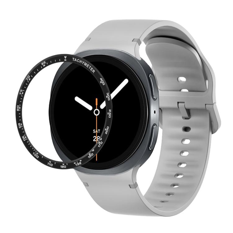 For Samsung Galaxy Watch8 40mm Speed Bezel and Solid Color Stitched Silicone Watch Band(Gray Black)