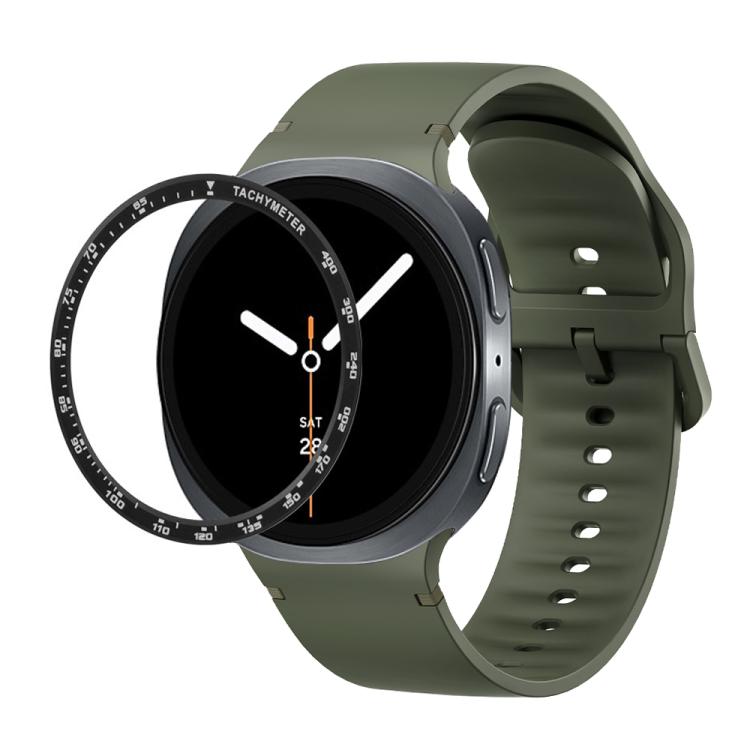 For Samsung Galaxy Watch8 40mm Speed Bezel and Solid Color Stitched Silicone Watch Band(Army Green Black)
