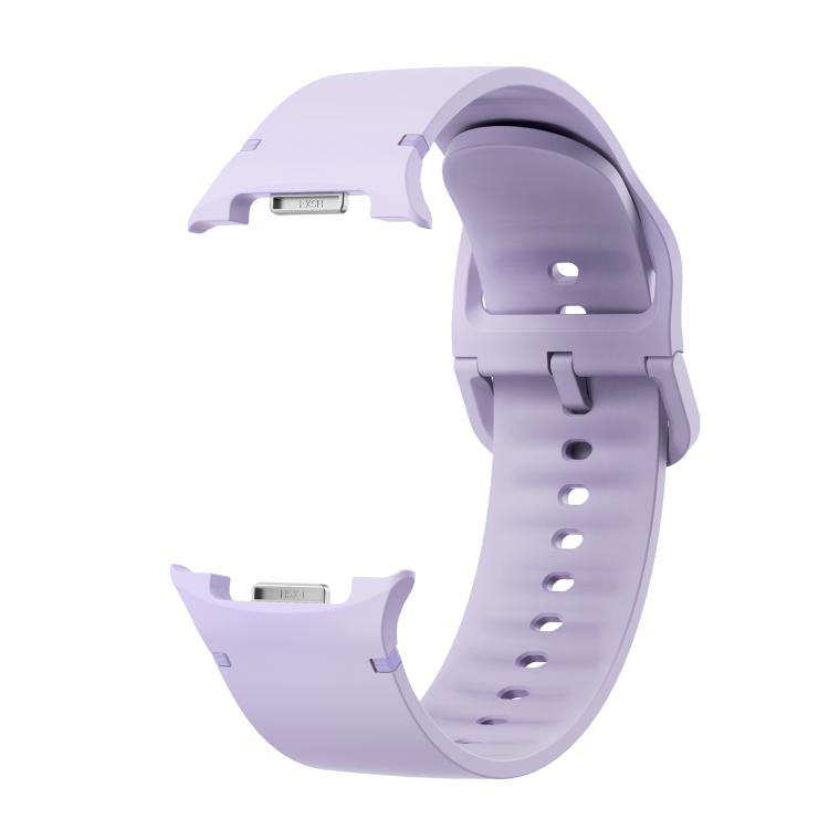 For Samsung Galaxy Watch8 44mm Diamond Bezel and Solid Color Stitched Silicone Watch Band(Official Purple Silver)