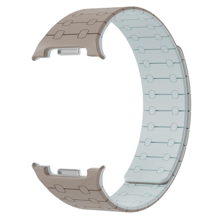 For Samsung Galaxy Watch8 / Watch8 Classic Integrated Magnetic Silicone Watch Band(Khaki+Light Cyan)