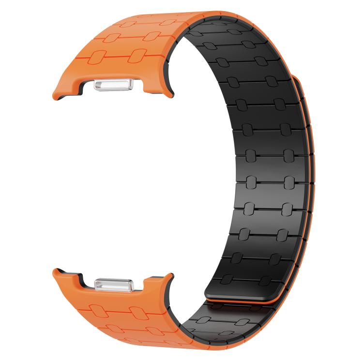 For Samsung Galaxy Watch8 / Watch8 Classic Integrated Magnetic Silicone Watch Band(Orange+Black)