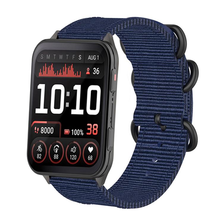 For Garmin Venu X1 Ring Buckle Nylon Canvas Watch Band(Midnight Blue)