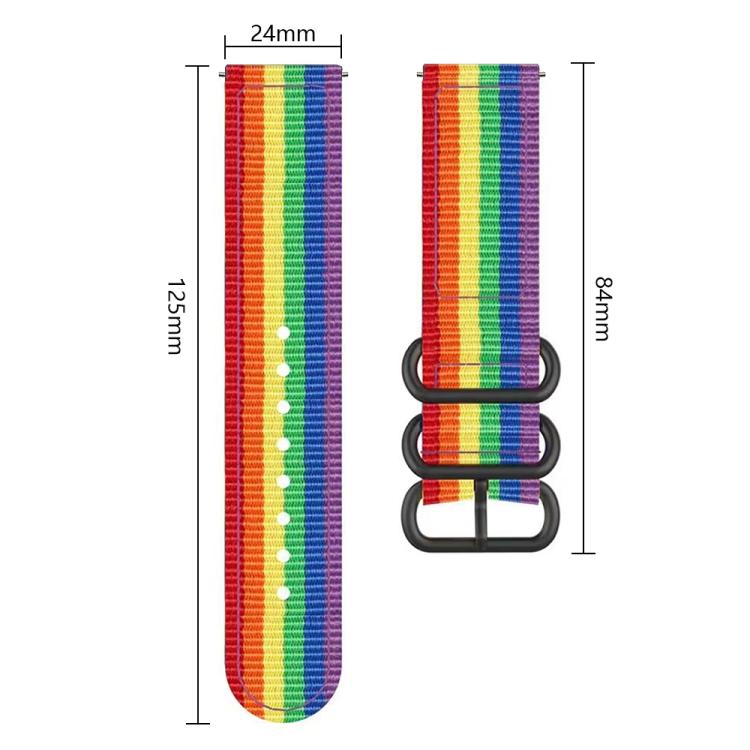 For Garmin Venu X1 Ring Buckle Nylon Canvas Watch Band(Rainbow)