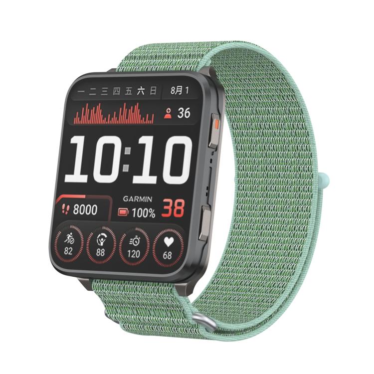 For Garmin Venu X1 Two Section Metal Ring Nylon Hook and Loop Fastener Watch Band(Aqua)
