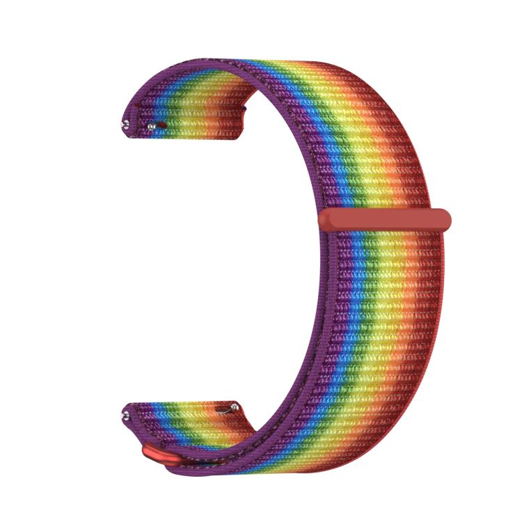 For Garmin Venu X1 Two Section Metal Ring Nylon Hook and Loop Fastener Watch Band(Rainbow)