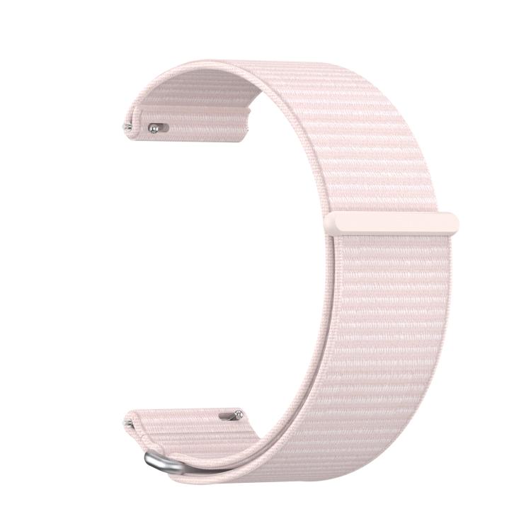 For Garmin Venu X1 Two Section Metal Ring Nylon Hook and Loop Fastener Watch Band(Pearl Pink)