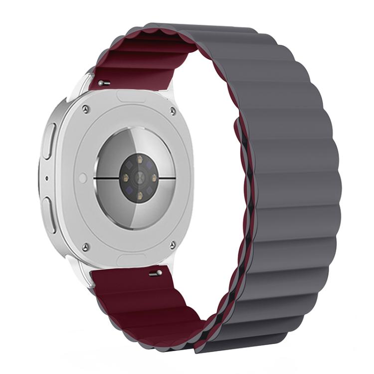 For Samsung Galaxy Watch8 / Watch8 Classic Magnetic Silicone Watch Band(Gray+Wine Red)
