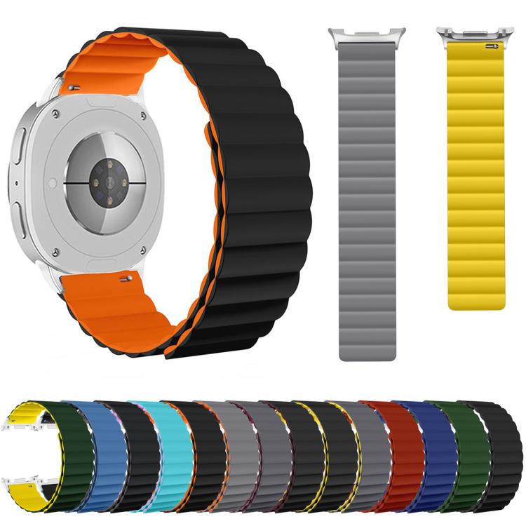 For Samsung Galaxy Watch8 / Watch8 Classic Magnetic Silicone Watch Band(Gray+Orange) - free shipping - PMC TechLife - Order now!