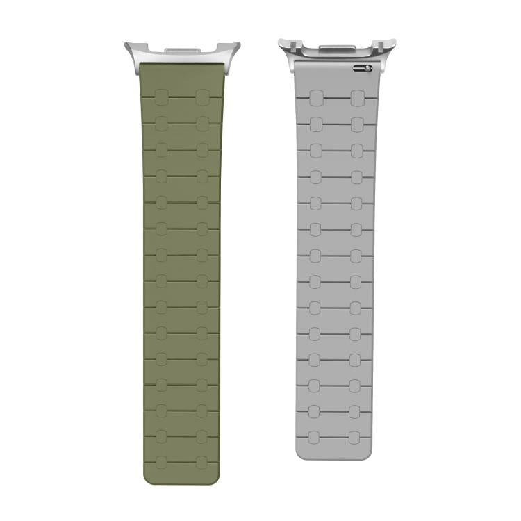 For Samsung Galaxy Watch8 / Watch8 Classic Two Color Loop Magnetic Silicone Watch Band(Green+Gray)