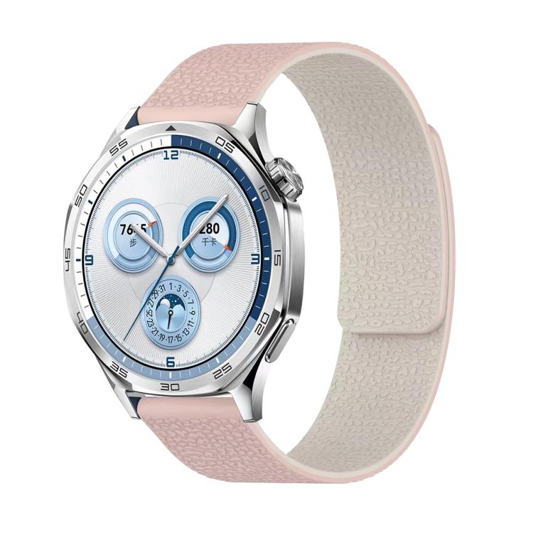 18mm Lychee Texture Soft Magnetic Silicone Watch Band(Pink Starlight)