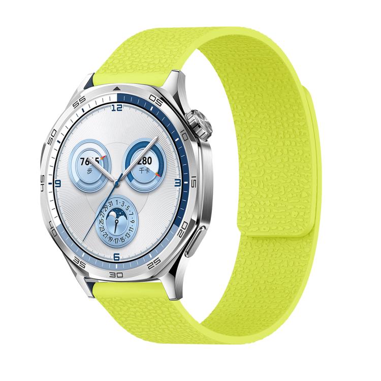 22mm Lychee Texture Soft Magnetic Silicone Watch Band(Fluorescent Green)